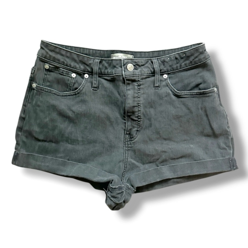 Madewell Curvy High-Rise Denim Black Lunar Wash Jean Shorts Women's Size 32